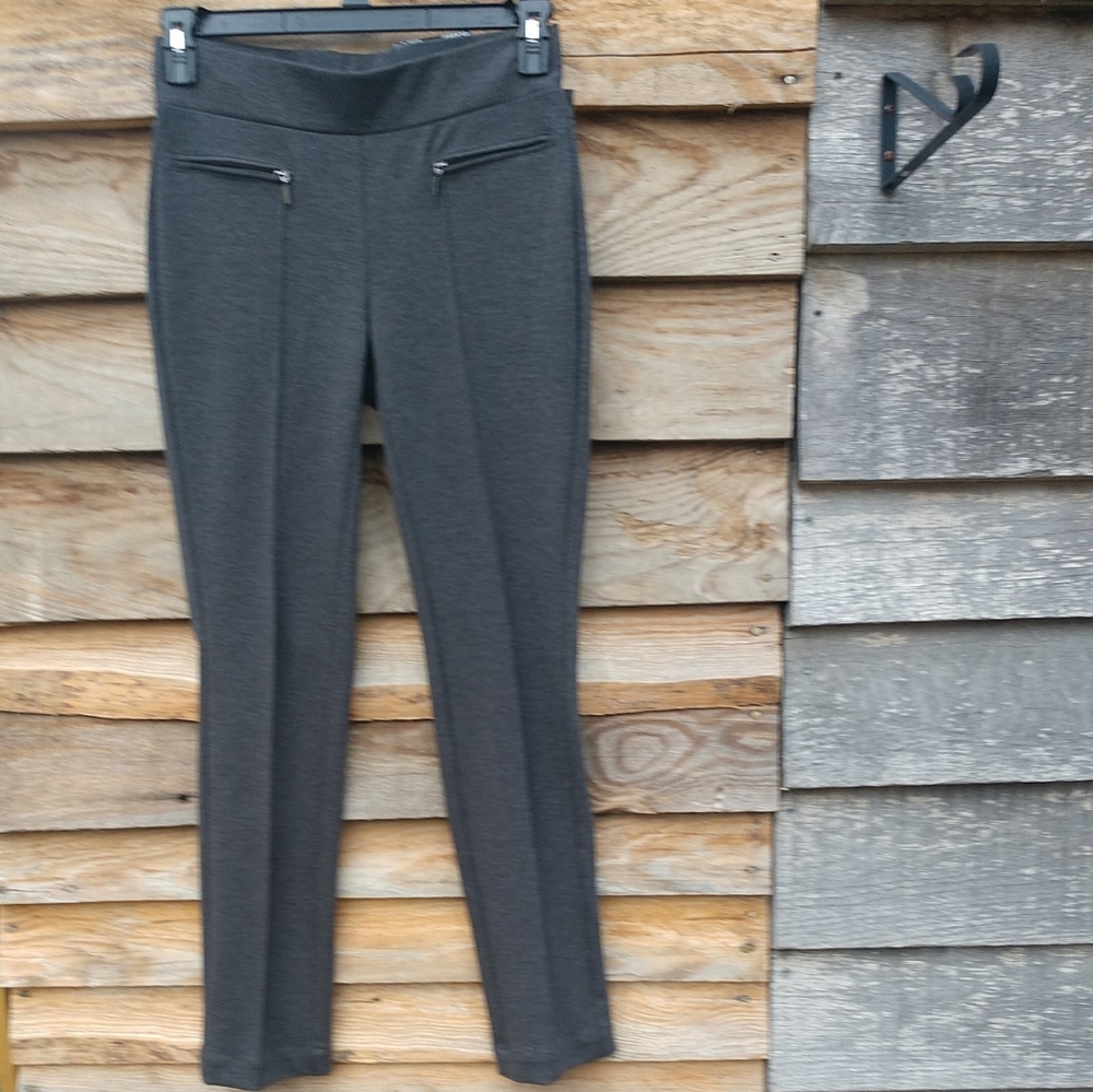 New Rafaella Classic Slim Leg Comfort Waist Knit Charcoal Heather Pants Size 4